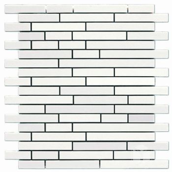 Quartz Alaska White Color Strip Pattern Glass and Marble Mosaic Tile