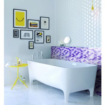 Rainbow Crystile Glass Brick Pattern Mesh Mounted Mosaic Tile