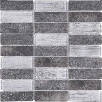 Wood Like Glass Mesh Mounted Mosaic Tile
