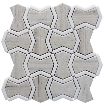 Maghreb Crystal Sand & Thassos White Marble Mesh Mounted Mosaic Tile