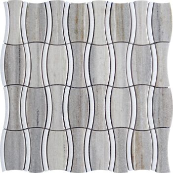 Hibis Crystal Sand & Thassos White Marble Mesh Mounted Mosaic Tile