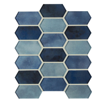 10 in. x 12 in. Boathouse Blue Picket Pattern Glass Mosaic Tile | Backsplash | Accent Wall | Shower | Kitchen & Bath 
