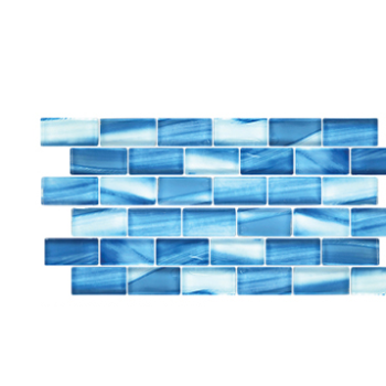 1 in. x 2 in. Liscia Glass Shaded Sky Blue Brick Mosaic Tile | Pool Rated | Kitchen | Bathroom | Shower | Wall  