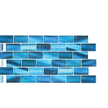 1 in. x 2 in. Liscia Glass Shaded Aqua Brick Mosaic Tile | Pool Rated | Kitchen | Bathroom | Shower | Wall  