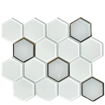 3" x 3" White Glass With Glazed Edge Mosaic Tile | Wall | Bathroom | Shower | Kitchen | Backsplash | Accent Wall