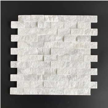 1" x 2" White Carrara Brick Split Faced Marble Mosaic Tile | Wall | Backsplash | Bathroom | Kitchen | Shower | Natural Stone