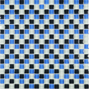 Blue & White Square Glass Mesh Mounted Mosaic Tile