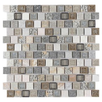 1"x 1" Selene Beach Slate & Glass Mixed Colors Art Stone Mosaic Tile