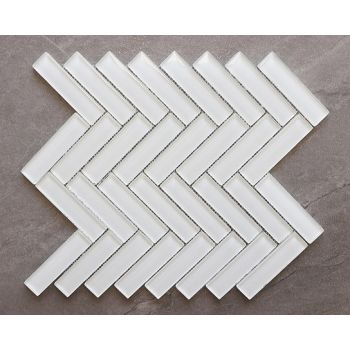 1" x 4" Glass Herringbone Glossy Glass Mosaic Tile | Wall | Bathroom | Shower | Kitchen | Backsplash