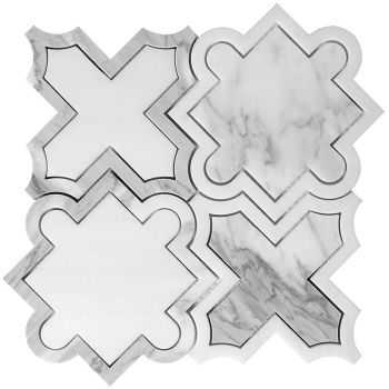 Shape 6 Dolomite Calacatta White Waterjet Marble Mosaic Tile