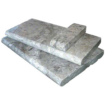 Silver Travertine 16 in. x 24 in. x 2" or 5 cm Honed Finished Coping for Pool, Patio, Treads