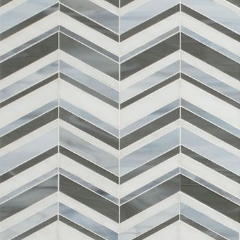 15.6 in. x 9 in. Urban Wave Lapis Chevron Pattern Glass Mosaic Tile | Wall | Backsplash | Countertop | Shower | Accent Wall