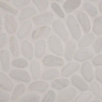 White Marble Pebbles Tumbled Pattern 10mm Marble Mosaic Tile