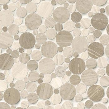 Serenity Stone Pebble White Oak Marble Polished Mosaic Tile