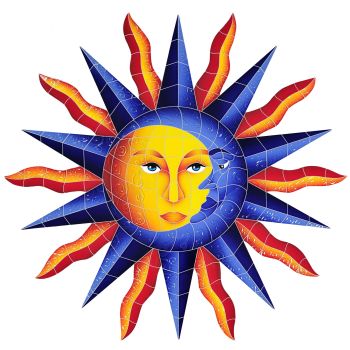 36" x 37" Sun Moon Artistry Porcelain Pool Tile