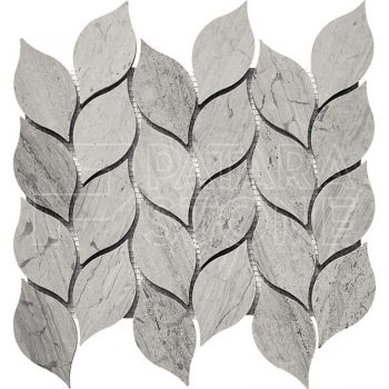 Driftwood Blue Leaf Pattern Honed Marble Mosaic Tile | Wall | Backsplash | Bathroom | Kitchen | Shower | Natural Stone
