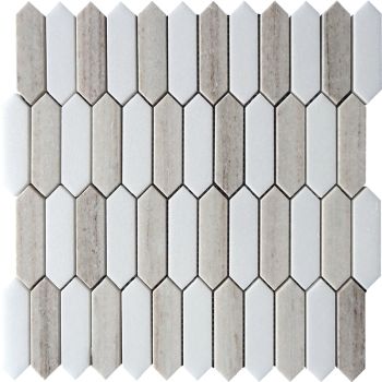 Tripoli Crystal Sand & Thassos White Grey Hexagon Marble Mosaic Tile