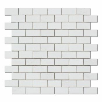 1x2 thassos white Marble Polished Mesh Mounted Mosaic Tile
