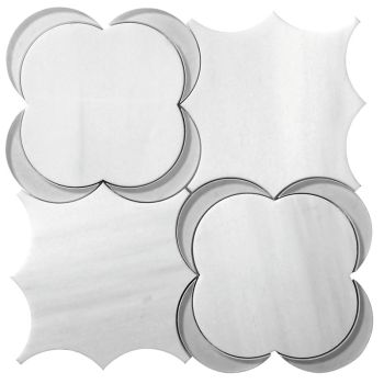 Trellis Dolomite White Glass Waterjet Marble Mosaic Tile
