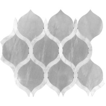 White Carrara Eastern Grey Marble Waterjet Mosaic Tile