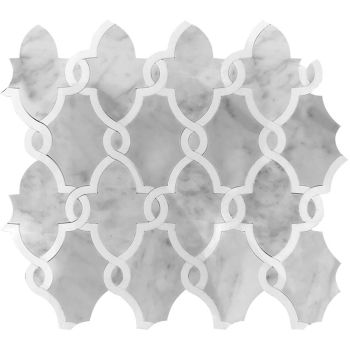 Trellis Thassos Carrrara White Marble Waterjet Mosaic Tile