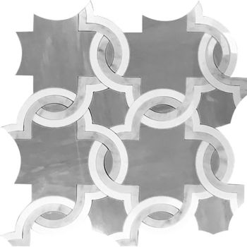 Trellis Thassos Carrrara Eastern Grey Marble Waterjet Mosaic Tile