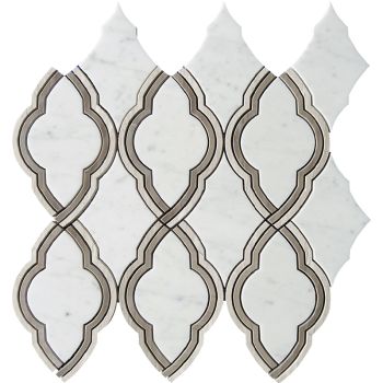 Trellis Bianco Carrara Athens Grey Marble Waterjet Mosaic Tile