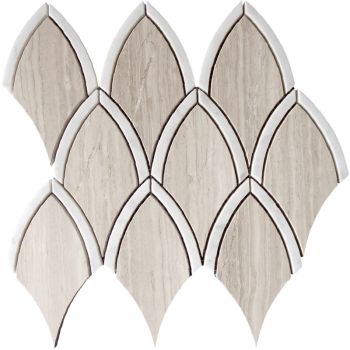 Trellis Bianco Carrara Wooden Grey Marble Waterjet Mosaic Tile