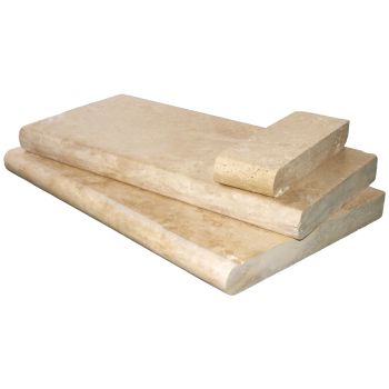Tuscany Beige Travertine 12 in. x 24 in. x 2" or 5 cm Honed/Unfilled/Brushed Coping for Pool, Patio, Treads
