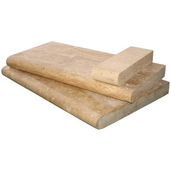 Tuscany Walnut 12 in. x 24 in. x 2" or 5 cm Brushed Travertine Coping for Pool, Patio, Treads