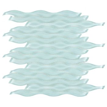 Water Light Green Wave Glass Mosaic Tile | Pool Rated | Kitchen | Backsplash | Bathroom Wall | Shower Wall | Accent Wall