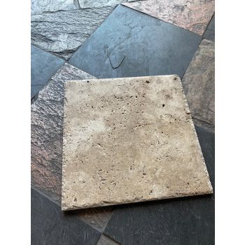 12 x 12 Walnut Travertine Honed & Chiseled Edge Pavers