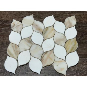 Calacatta Luna and Thassos Marble Mix Leaf Pattern Polished Marble Mosaic Tile
