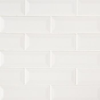 2"x 6" Whisper White Beveled Ceramic Subway Mosaic Tile