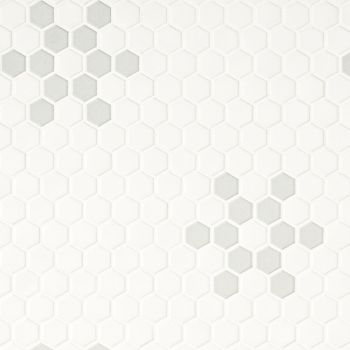 1x1 White & Grey Mod Petal Pattern Porcelain Mosaic Tile | Wall | Floor | Backsplash