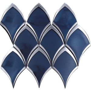 Monte Carlo Marine Blue & Grey Fish Scale Glass Mosaic Tile
