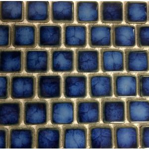 1"x1" Marble Blue Glazed Porcelain Mosaic Tile for Pools Walls, Floor and Backsplash