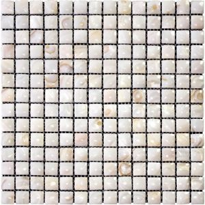 0.8x0.8 Del Ray White Shell Mesh Mounted Marble Mosaic Tile