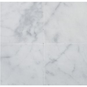 Italian White Carrara Marble Honed 12x12 Floor and Wall Tile
