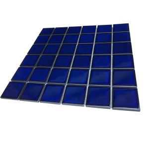 2x2 Cobalt Blue Tile Smooth Glossy Porcelain Mosaic Tile | Pool Rated | Kitchen Backsplash | Bathroom Floor & Walls | Shower Wall | Accent Wall