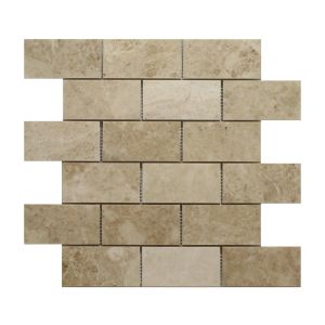 2" x 4" Cappucino Brick Pattern Polished Marble Mosaic Tile | Floor | Wall | Accent | Backsplash | Shower