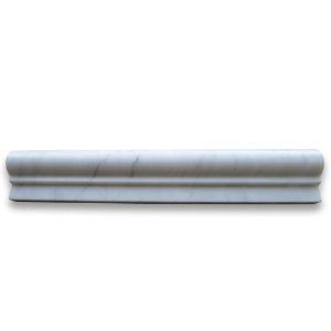 Carrara White 2" x 12" Chair Rail Bullnose Polished Marble Molding 