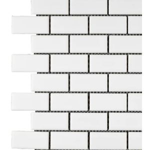 1 in. x 2 in. White Matte Brick Porcelain Mosaic Tile | Floor | Wall | Accent | Backsplash | Shower