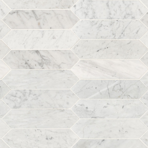 3"x 12" Carrara White Picket Honed Marble Mosaic Tile