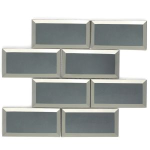 3 in. x 6 in. Grey Glass Beveled Subway Tile | Backsplash | Wall | Bathroom | Kitchen 