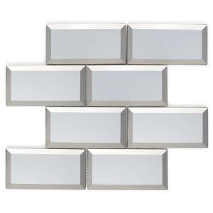 3 in. x 6 in. Silver Glass Beveled Subway Tile | Backsplash | Wall | Bathroom | Kitchen 