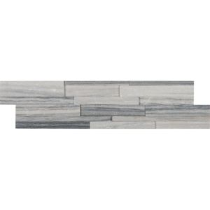 Alaska Gray Marble 3D Honed 6 in. x 24 in. Ledger Panel Wall Tile 