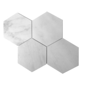 Italian White Carrara 6" Hexagon Polished Marble Tile
