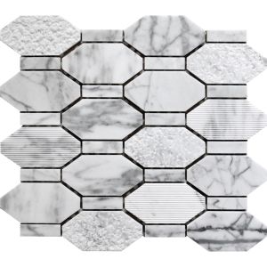 Pacific Rim Carrara Marble White Hexagon Mosaic Tile