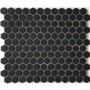 1" Black Hexagon Matte Porcelain Mosaic Tile for Bathroom Floor, Wall, Kitchen Backsplash, Pool 